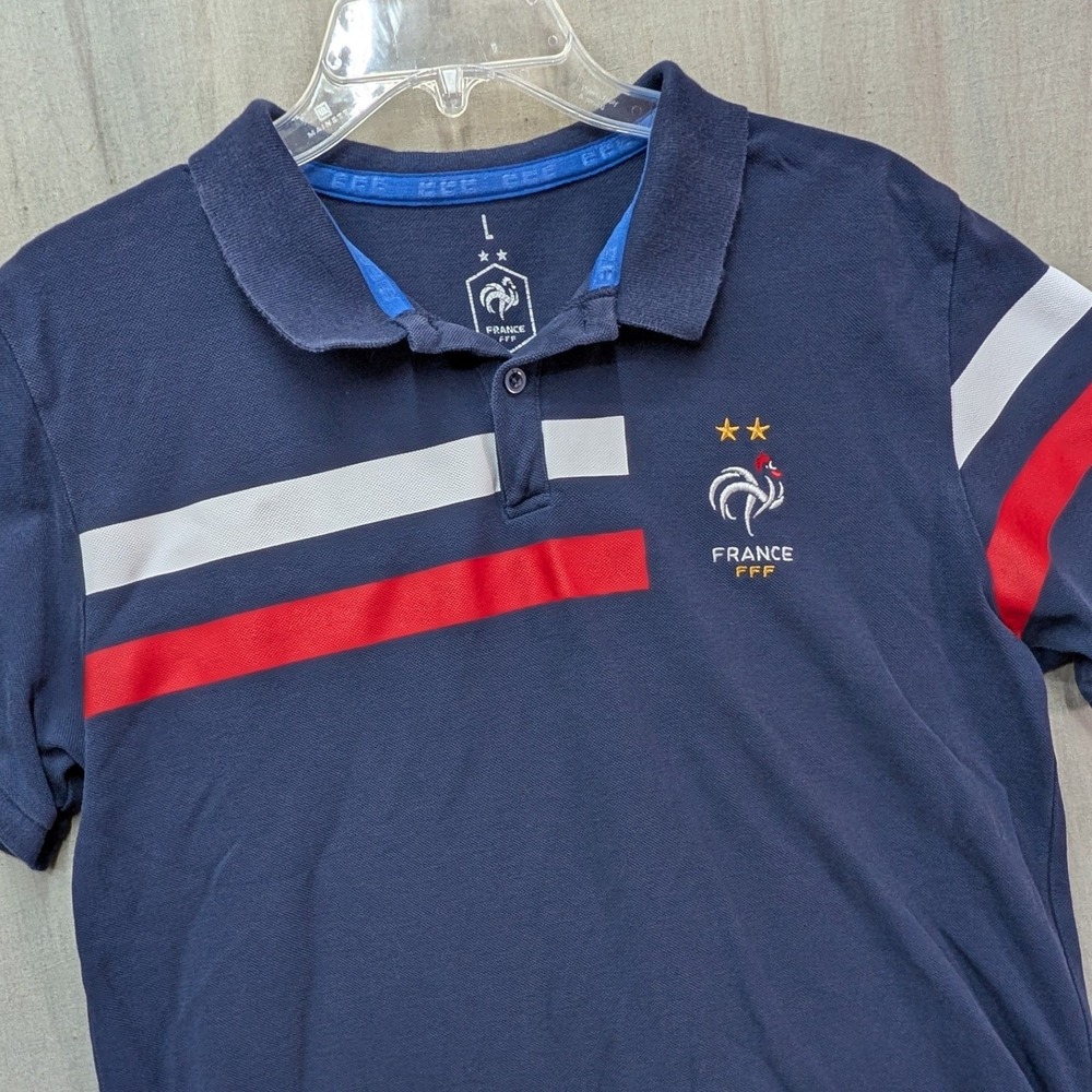 France FFF Soccer Polo Shirt Large Navy Blue Weeplay National Team Les Bleus